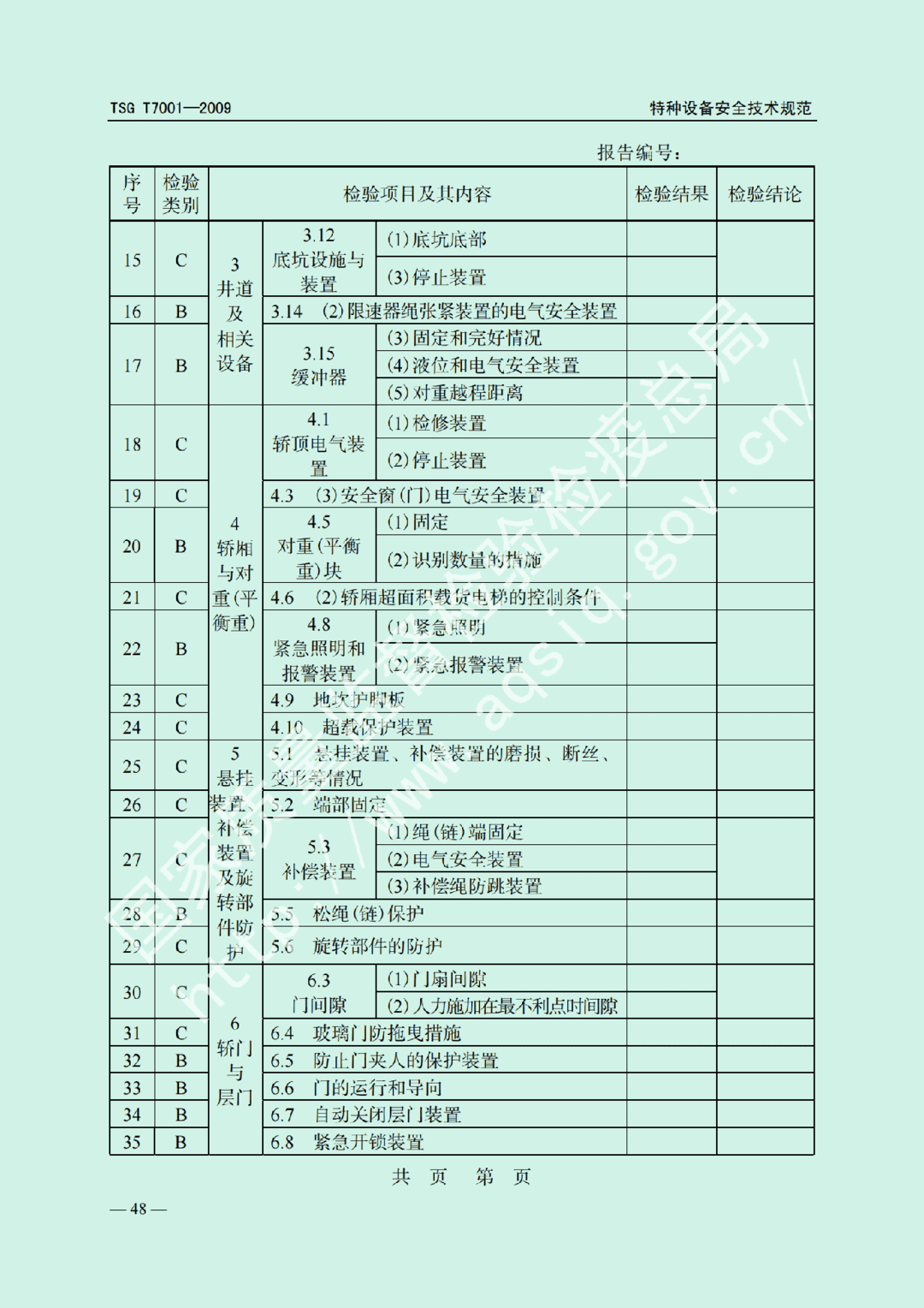 電梯監(jiān)督檢驗(yàn)和定期檢驗(yàn)規(guī)則——曳引與強(qiáng)制驅(qū)動電梯     TSG  T7001-2009(圖41)