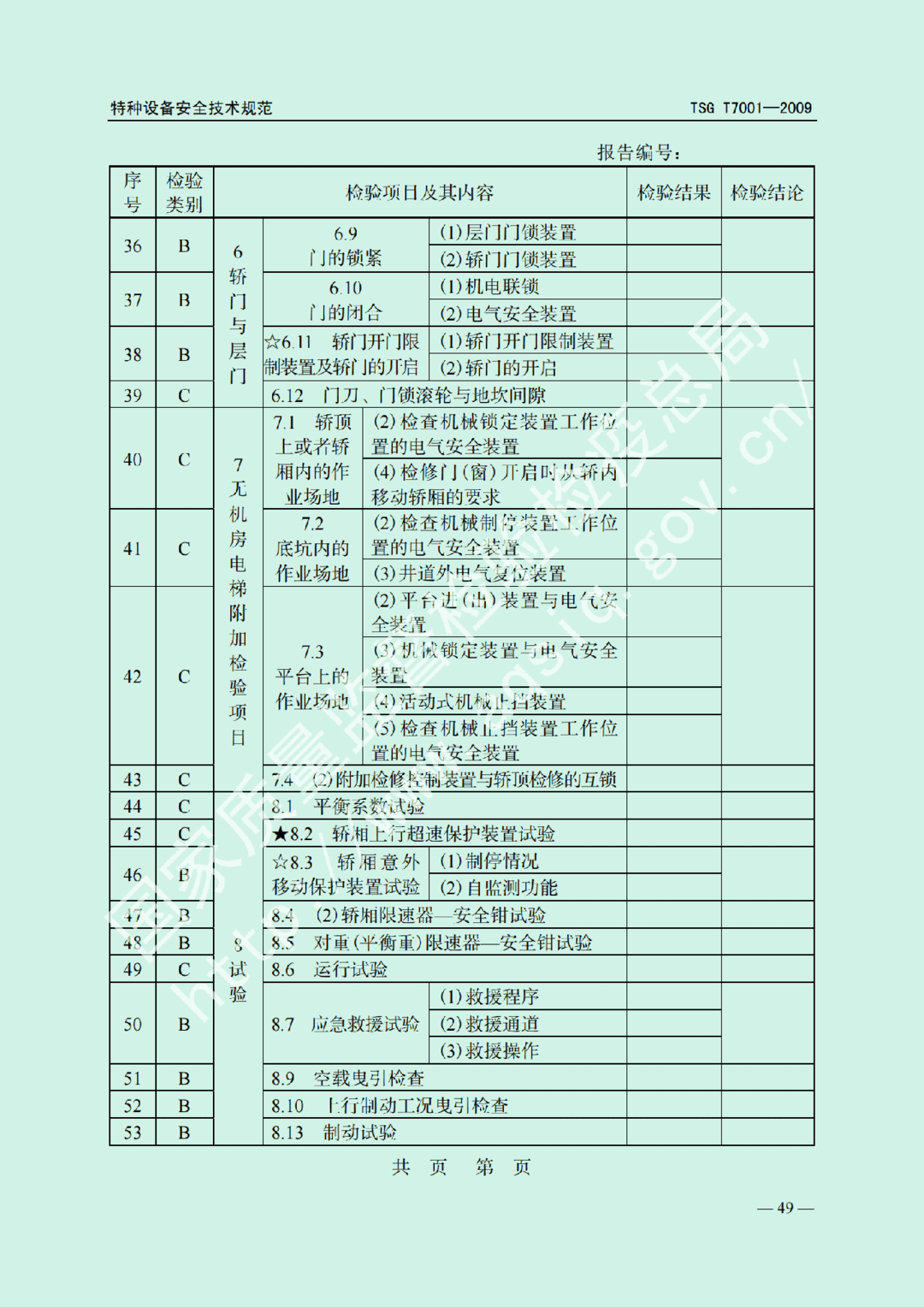 電梯監(jiān)督檢驗(yàn)和定期檢驗(yàn)規(guī)則——曳引與強(qiáng)制驅(qū)動電梯     TSG  T7001-2009(圖42)